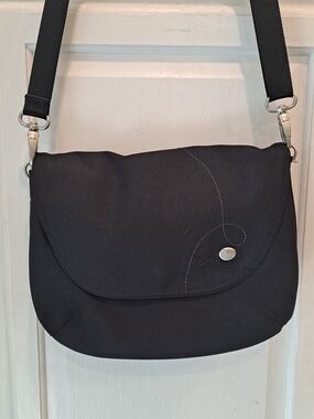Haiku Bliss Black Crossbody Flap Travel Saddle Eco-friendly Sustainable Fabric